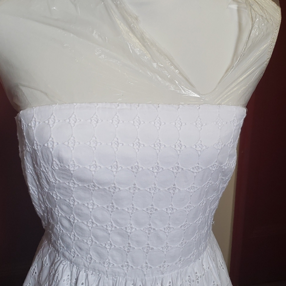 Banana Republic White Eyelet Strapless Dress SZ 0 - Picture 15 of 15